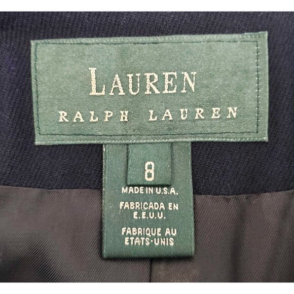 Ralph Lauren Womens Navy Blue Double Breasted Wool Blazer Military Gold Buttons - Picture 3 of 10